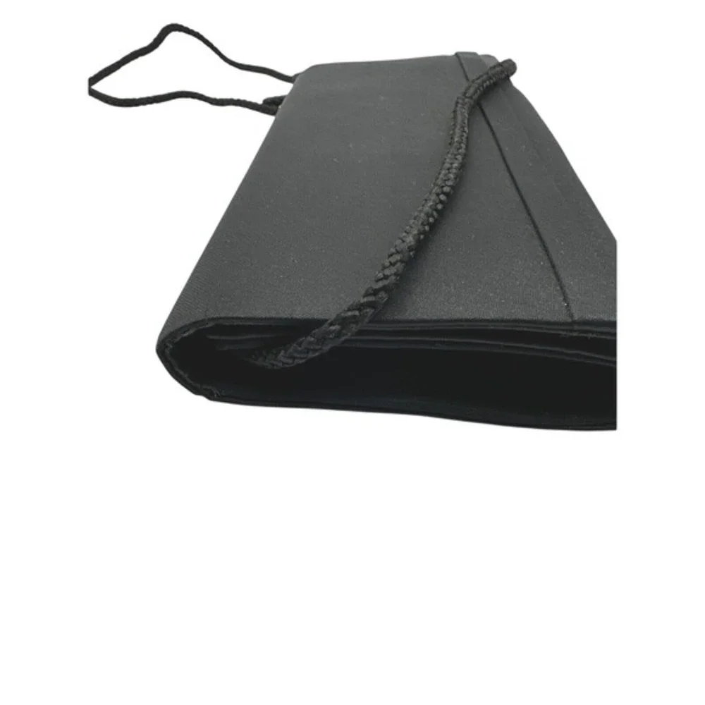 La Regale Black Satin Evening Clutch Crossbody Bag Formal Wedding Elegant 25-05‎